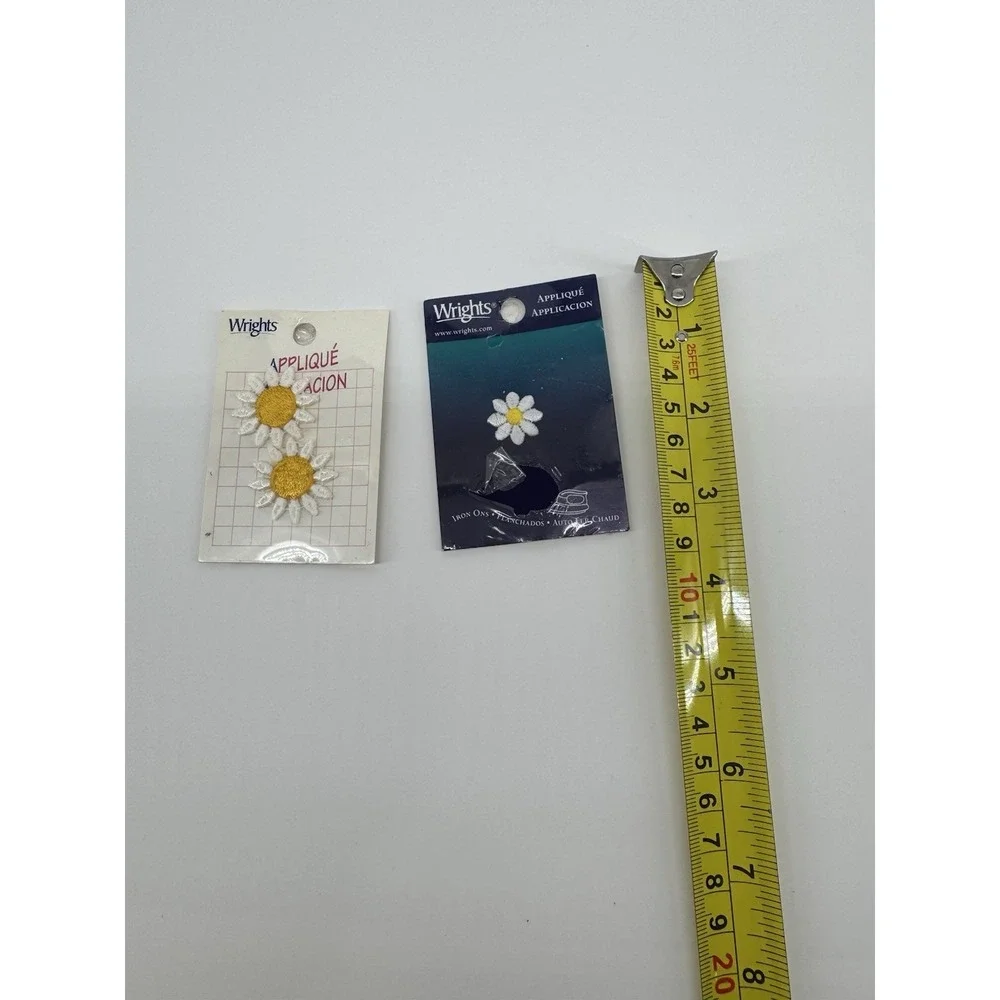 Vintage Floral Iron On Patch Lot Wrights Daisy Flower Pot Applique Cottagecore